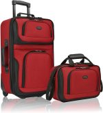 U.S. Traveler Rio Rugged Fabric Expandable Carry-on Luggage Set, Purple, 2 Wheel